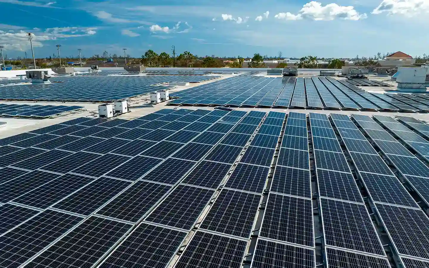 Large commercial rooftop solar array in Rockhampton generating clean energy.