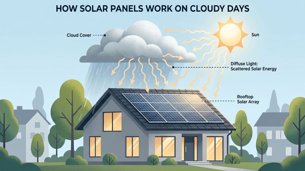 Why solar panels don't need direct sunshine to work